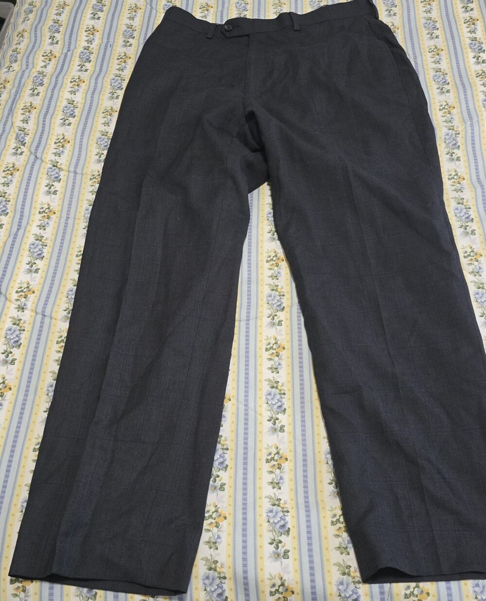 Ralph Lauren Dress Pants Mens 34x30 Gray Windowpane Plaid Flat Front
